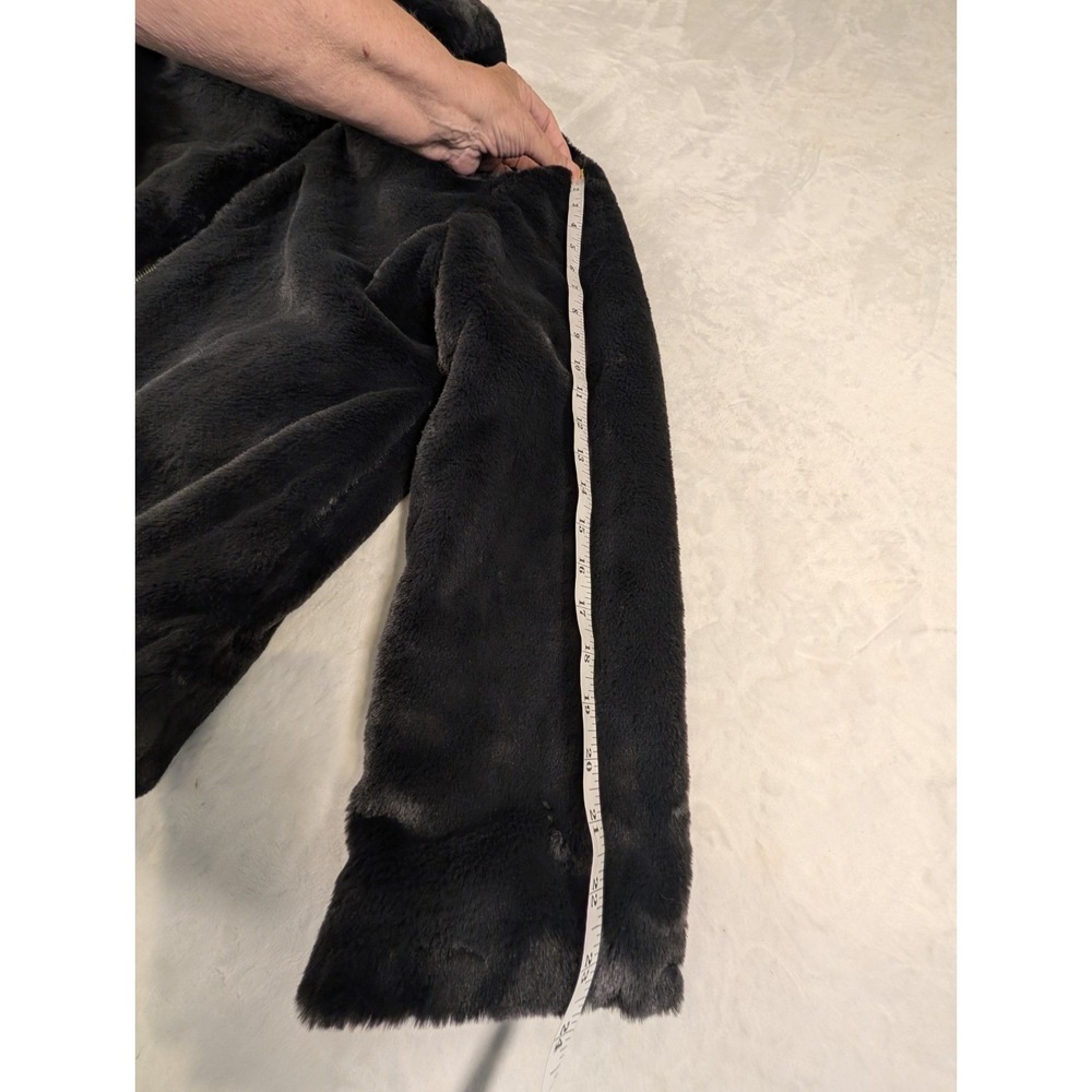 Sanctuary Crafted  Tailored Black Faux Fur Jacket Coat Womens XL Plush Goth Boho - Picture 9 of 10